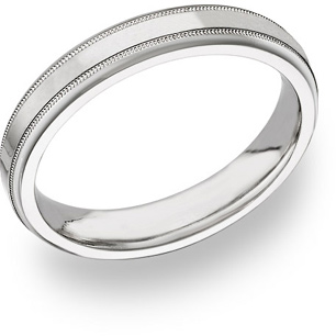 14K White Gold 4mm Wedding Band Ring