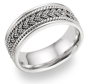 Platinum Mutli-Braided Design Wedding Band Ring