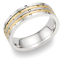 14K Two-Tone Gold Multi-Row Design Wedding Band Ring
