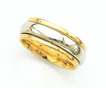 14K Two-Tone Gold 7.5mm Design Wedding Band Ring