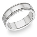 14K White Gold 6.5mm High Polished Wedding Band Ring