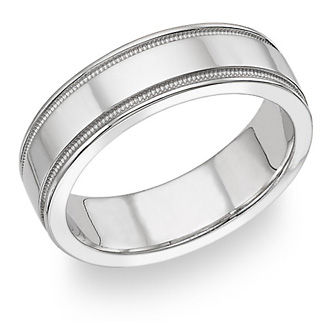 14K White Gold 6.5mm High Polished Wedding Band Ring
