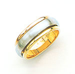 14K Two-Tone Gold Brushed Wedding Band Ring