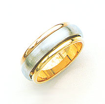 14K Two-Tone Gold Brushed Wedding Band Ring