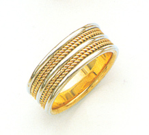 14K Two-Tone Gold Double Rope Design Wedding Band Ring