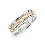 14K Gold Tri-Color Designer Wedding Band