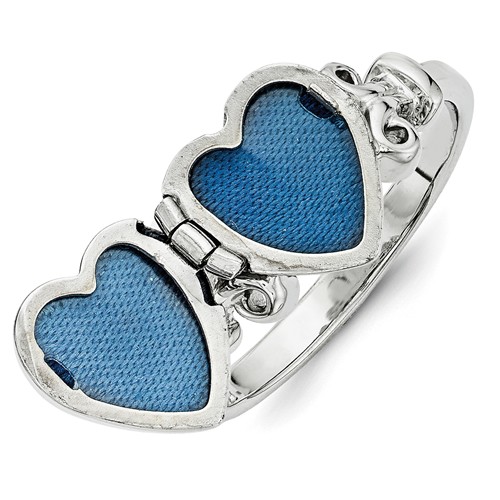 heart locket ring silver open