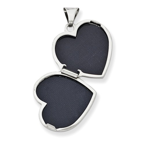 plain polished heart locket necklace open