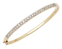 1 Carat Diamond Bangle Bracelet, 14K Gold