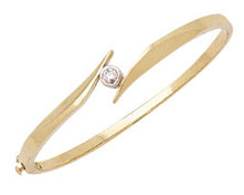Diamond Solitaire Bangle Bracelet, 14K Two-Tone Gold