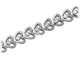Diamond Heart Link Bracelet, 10K White Gold