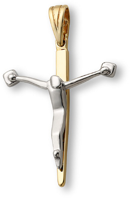 Crucifix Pendant, 14K Two-Tone Gold