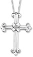 10K White Gold Fleur-de-Lis Diamond Cross Pendant