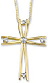 5 Stone Diamond Cross Pendant, 14K Yellow Gold