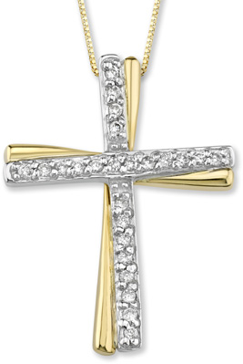 Diamond Resurrection Cross Pendant, 14K Two-Tone Gold