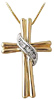 Diamond Baguette Cross Pendant, 10K Two-Tone Gold