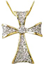 Ancient 1/2 Carat Diamond Cross Pendant, 14K Gold