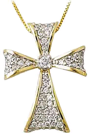 Ancient 1/2 Carat Diamond Cross Pendant, 14K Gold
