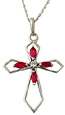 Ruby and Diamond Cross Pendant in 10K White Gold