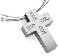 Titanium Cross Pendant with CZ Stones