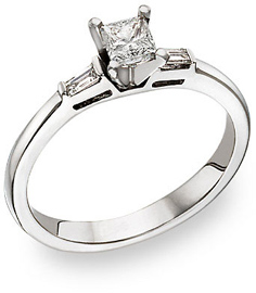 Princess Cut and Baguette Diamond Engagement Ring