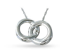 Diamond Circle Link Pendant, 14K White Gold