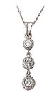Victorian Three Stone Diamond Pendant, 14K White Gold