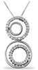 Dual Diamond Circle Pendant, 14K White Gold