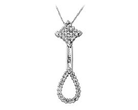 Diamond Tear Drop Pendant, 14K White Gold