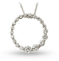 1 Carat Diamond Journey Pendant, 14K White Gold