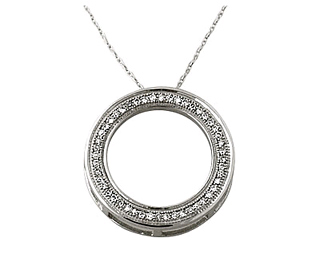 Diamond Circle Pendant, 0.15 Carat, 10K White Gold