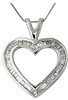 1 Carat Classic Baguette Diamond Heart Pendant, 14K White Gold