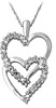 Dual Heart Diamond Pendant, 14K White Gold