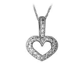 Diamond Drop Heart Pendant, 14K White Gold