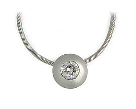 Modern Diamond Bezel Set Pendant, 14K White Gold