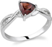Trillion-Cut Garnet and Diamond Ring, 14K White Gold