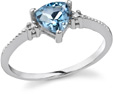 Trillion Blue Topaz and Diamond Ring, 14K White Gold