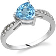 Trillion-Cut Blue Topaz and Diamond Ring, 14K White Gold
