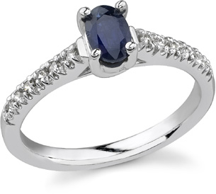 Isabell Blue Sapphire and Diamond Ring, 14K White Gold