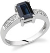 Emerald-Cut Sapphire and Diamond Ring, 14K White Gold