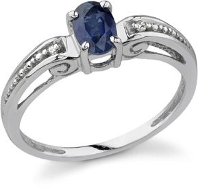 Renaissance Sapphire and Diamond Ring, 14K White Gold