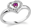Diamond Heart Ruby Ring, 14K White Gold