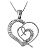 Dual Diamond Swirl Heart Pendant, 10K White Gold