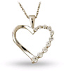Ten Stone 1/4 Carat Diamond Journey Heart Pendant, 14K White Gold