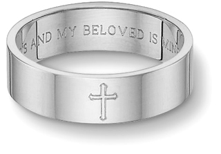 white gold wedding ring with cross