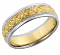XOXO Design Wedding Band, 14K Two-Tone Gold