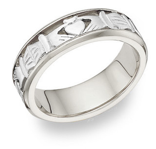 Claddagh Wedding Ring Sets on Celtic Claddagh Wedding Band Ring   14k White Gold   Applesofgold Com