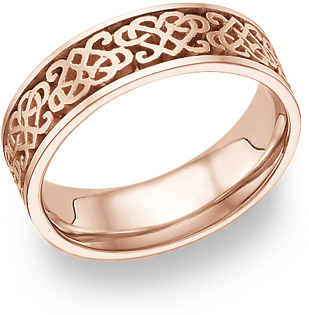 Celtic Heart Knot Wedding Band Ring, 14K Rose Gold