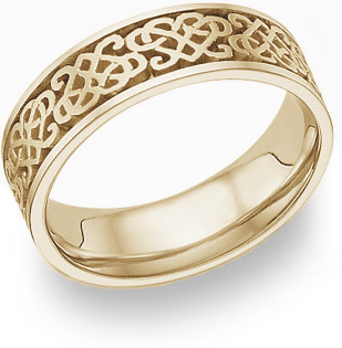 Celtic Heart Knot Wedding Band Ring, 14K Yellow Gold