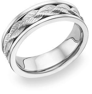 18K White Gold Wreath Design Wedding Band Ring